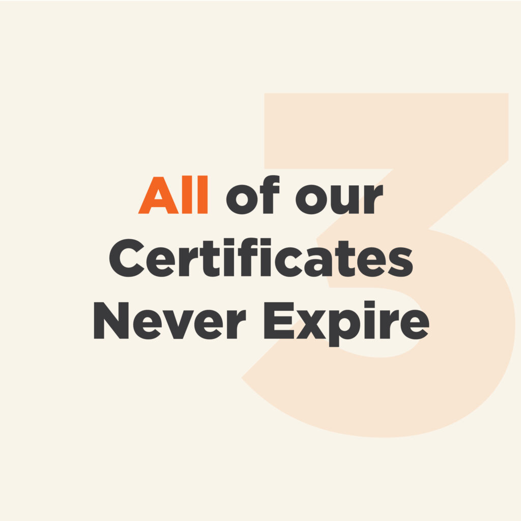 All of our Certificates Never Expire
